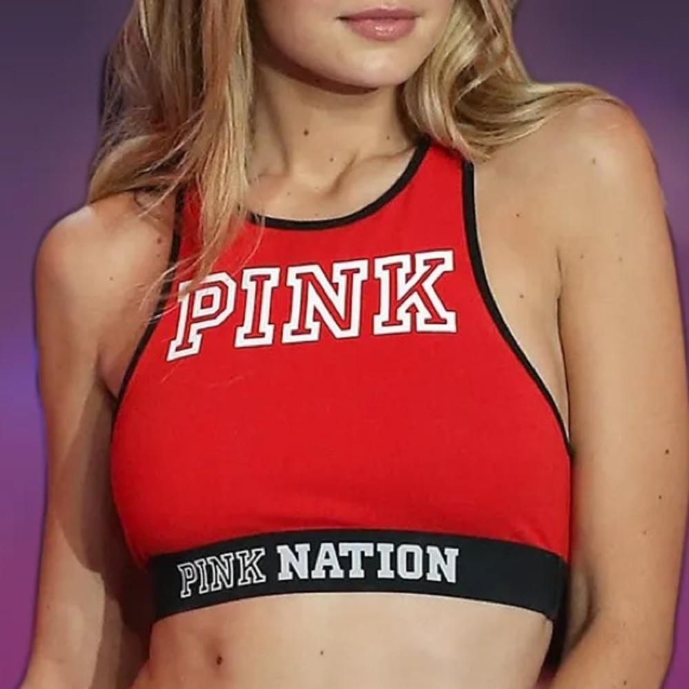 Gigi Hadid Red Sports Bra from VS PINK Fashion Show